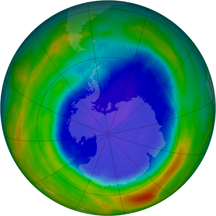 Antarctic ozone map for 20 September 1990